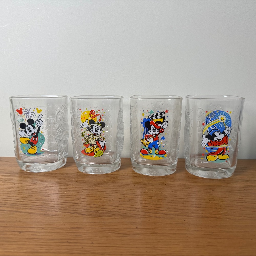 Vintage McDonald's 2000 Walt Disney World Celebration Glasses Set of 4 Mickey